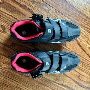 Peloton Black and Red Athletic Cycling Shoes with Velcro Straps